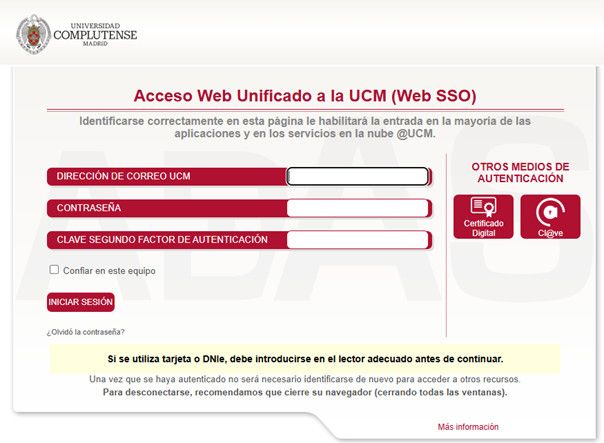 Segundo factor de Autenticación UCM